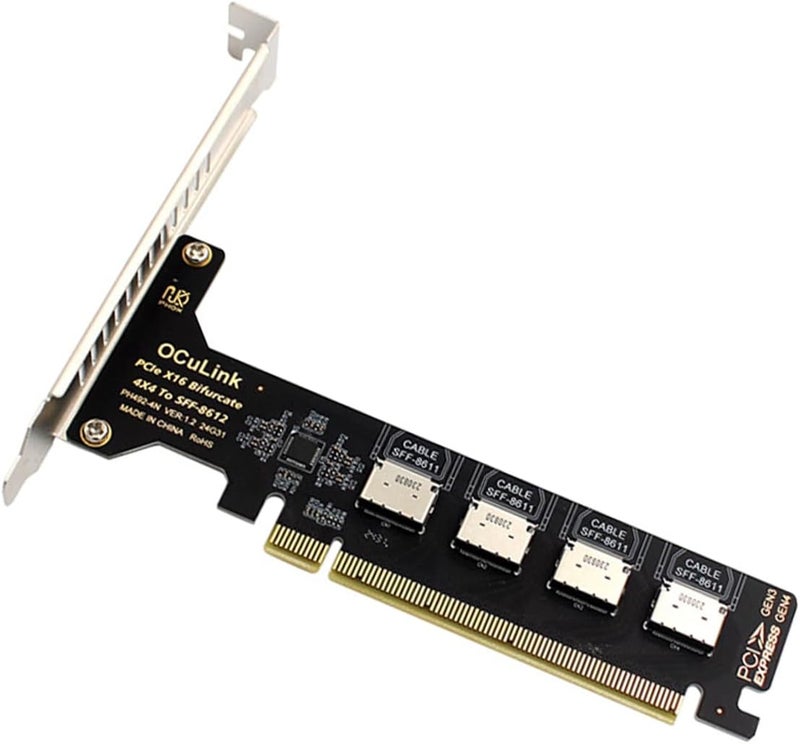 CY محول PCI-Express 4.0 PCIE 16x قابل للفصل إلى أربعة Oculink SFF-8612 SFF-8611 محول VROC Raid0 داخلي لقرص SSD U.2 eGPU محطة بطاقة الرسوم الخارجية - Image 1